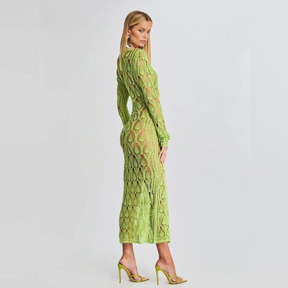 NWT $445 SER.O.YA Allison Crochet Cardigan in Lime - Picture 10 of 16